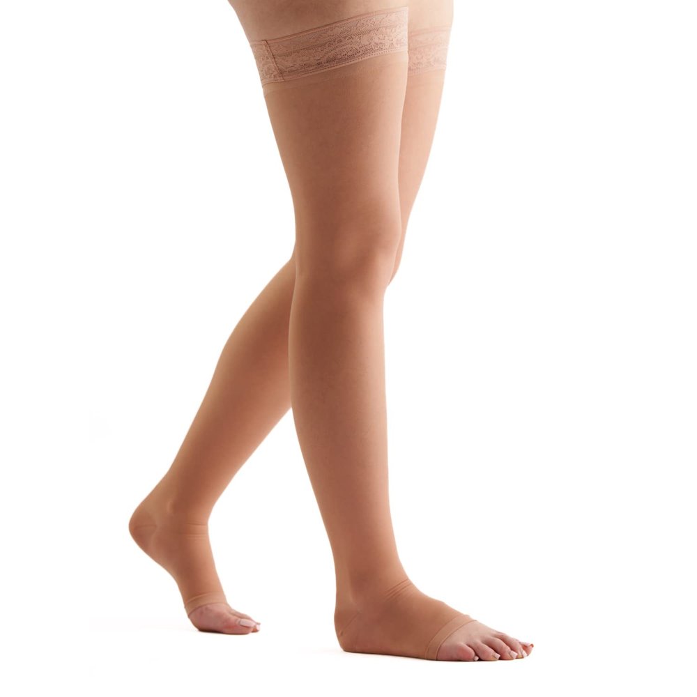 EvoNation Womens Thigh High 15-20 mmHg Open Toe Compression Stockings Moderate Pressure Compression Garment