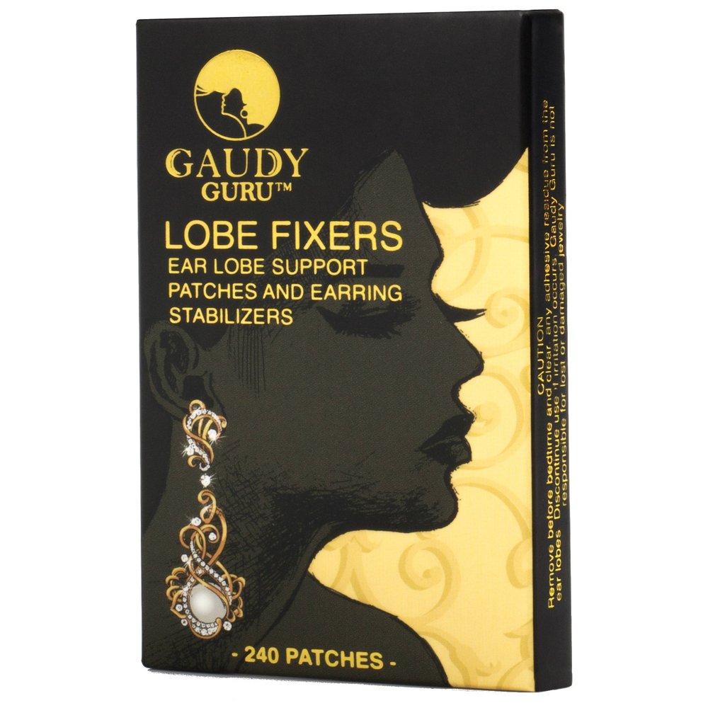 Ear Lobe Support Patches and Earring Stabilizers (240 Invisible Patches) Prevents Tears, Reduces Strain. Lobe Fixers by Gaudy Guru () (Invisible)
