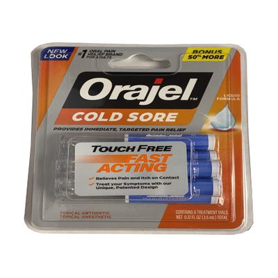 Orajel Touch-Free Applicator for Cold Sores, 6 Count (Pack of 2)