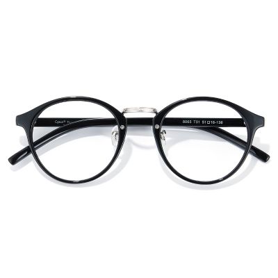 Cyxus Nerd Glasses Round Blue Light Glasses for Women Men Reduce Eye Strain UV Blocking for Computer Screen8065T01 Black