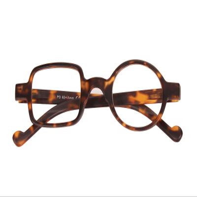 BEISON One Square One Round Readers Reading Glasses (Yellow leopard, 1.5)