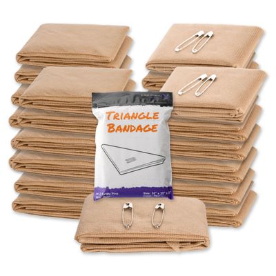Lightning X Triangular Bandage w/Safety Pins | Pack of 20 | Non Woven & Latex Free | Triangle Sling