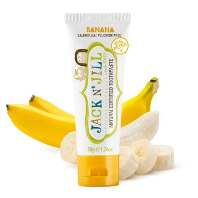 Jack N' Jill Natural Toothpaste for Baby and Infants - Fluoride Free Training Toothpaste, 40% Xylitol, BPA Free - Banana, 1.76 oz (Pack of 1)