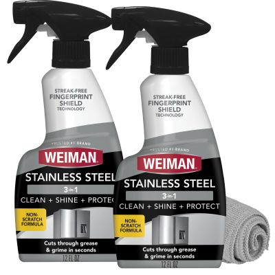 Weiman Stainless Steel Cleaner and Polish, 3-in-1 Stainless Steel Cleaning Spray for Appliances, Cuts Grease & Grime, Removes Fingerprints, Smudges, Residue & Water Spots, Streak-Free Shine