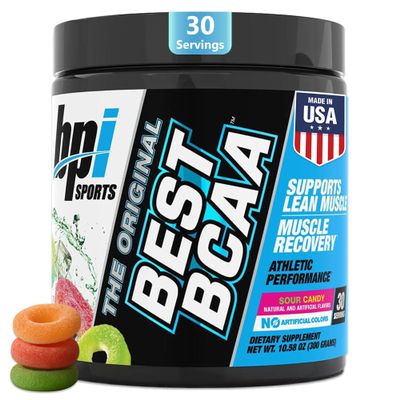 BPI Sports Best BCAA - BCAA Powder - Branched Chain Amino Acids - Muscle Recovery - Muscle Protein Synthesis - Lean Muscle - Improved Performance  Hydration  Sour Candy - 35 Servings - 12.34 oz.