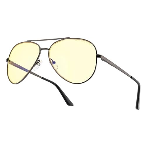 GUNNAR - Premium Gaming and Computer Glasses - Blocks 65% Blue Light - Maverick, Gunmetal, Amber Tint