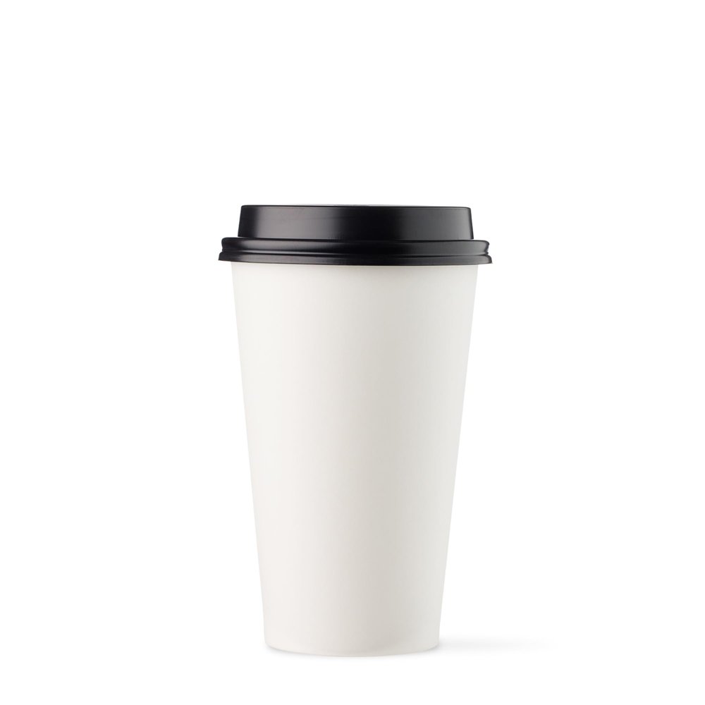 [1000 SET]HARVEST PACK 16 oz White Single Wall Disposable Paper Cups with Black Lids, Hot Drinks Water Coffee Tea Cocoa Cafe Cappuccino Espresso Latte Chocolate
