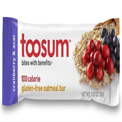 Toosum 100-Calorie, Gluten-Free Oatmeal Bars, Cranberry & Acai, (Pack of 60)