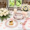 I00000 72 Pcs Rose Gold Plastic Dessert Plates7.5& 70 Pcs Plastic Forks7.4, Premium Salad Plates, Heavy Duty Disposable Plate for Party,Disposable Appetizer Plates Great for Wedding view 2