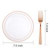 I00000 72 Pcs Rose Gold Plastic Dessert Plates7.5& 70 Pcs Plastic Forks7.4, Premium Salad Plates, Heavy Duty Disposable Plate for Party,Disposable Appetizer Plates Great for Wedding view 4