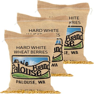 Palouse Brand Certified Glyphosate Residue Free | Hard White Wheat Berries | 15 LBS | 3 Pack | Family Farmed in Washington State | Non-GMO Project Verified | Kosher