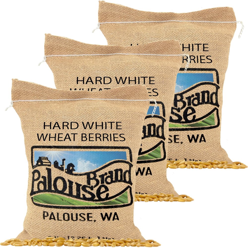 Palouse Brand Certified Glyphosate Residue Free | Hard White Wheat Berries | 15 LBS | 3 Pack | Family Farmed in Washington State | Non-GMO Project Verified | Kosher