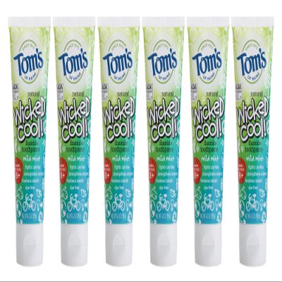 Tom's of Maine Natural Wicked Cool Fluoride Toothpaste, Mild Mint, 4.2 Ounce (Pack of 6)
