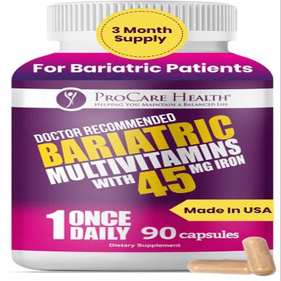 ProCare Health Bariatric Multivitamin 45mg Iron  Once Daily Capsule for Gastric Bypass, Sleeve & Post-Op Support  90 Easy-to-Swallow Capsules, 3-Month Supply, No Artificial Colors, Gluten-Free