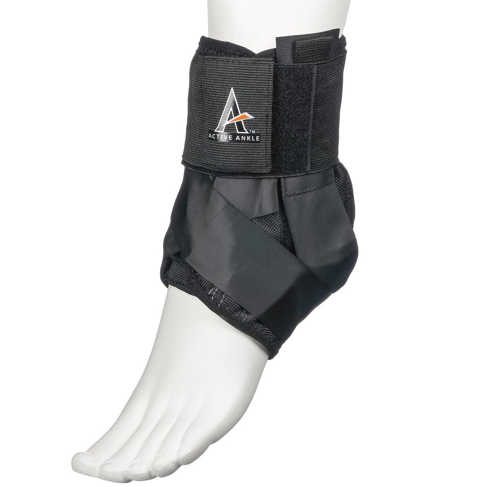 Active Ankle AS1 Pro Lace Up Ankle Brace, Ankle Support with Laces for Men & Women, Protection & Sprain Support for Volleyball, Rugby, Basketball, Low Profile, Black, XX-Large
