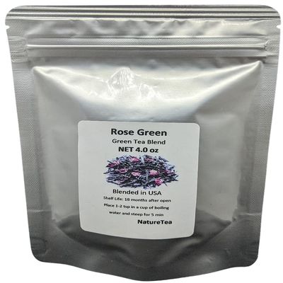 Rose Green Tea - Loose Green Tea Blend from 100% Nature (4 oz)