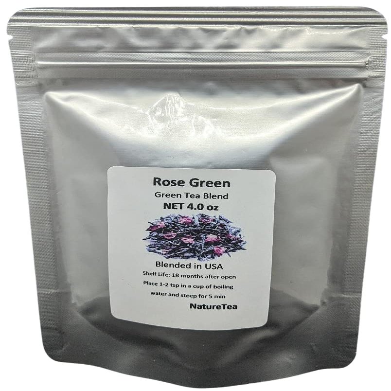 Rose Green Tea - Loose Green Tea Blend from 100% Nature (4 oz)