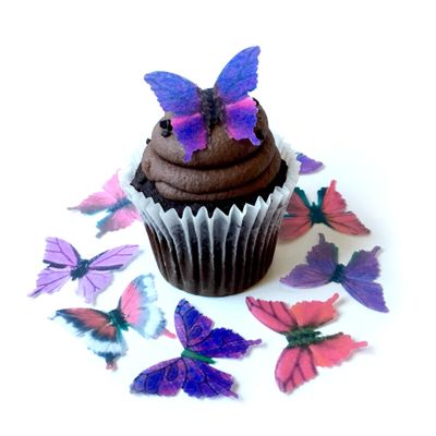 Purple Pink Assorted Wafer Paper Butterflies 1.75 Inch for Decorating Desserts Wedding Cakes Cupcakes Pack of 48
