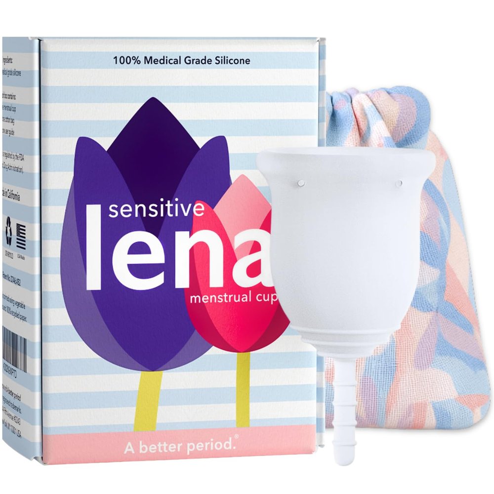 Lena Sensitive Menstrual Cup - Small - Ultra-Soft Reusable Silicone Period Cup for Sensitive Anatomy, 12-Hour Comfort, Gentle & Leak-Free Protection (Clear)
