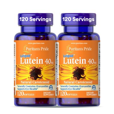 Puritan's Pride Premium Lutigold Lutein Carotenoid 40mg with Zeaxanthin for Men and Women, Dietary Supplement for Eye Health Support, 8 Month Supply, 120 Easy-to-Swallow Softgels, 2 Pack
