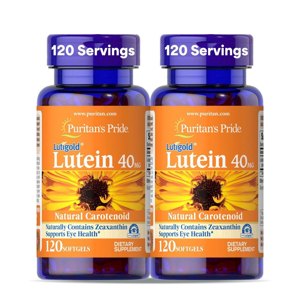 Puritan's Pride Premium Lutigold Lutein Carotenoid 40mg with Zeaxanthin for Men and Women, Dietary Supplement for Eye Health Support, 8 Month Supply, 120 Easy-to-Swallow Softgels, 2 Pack