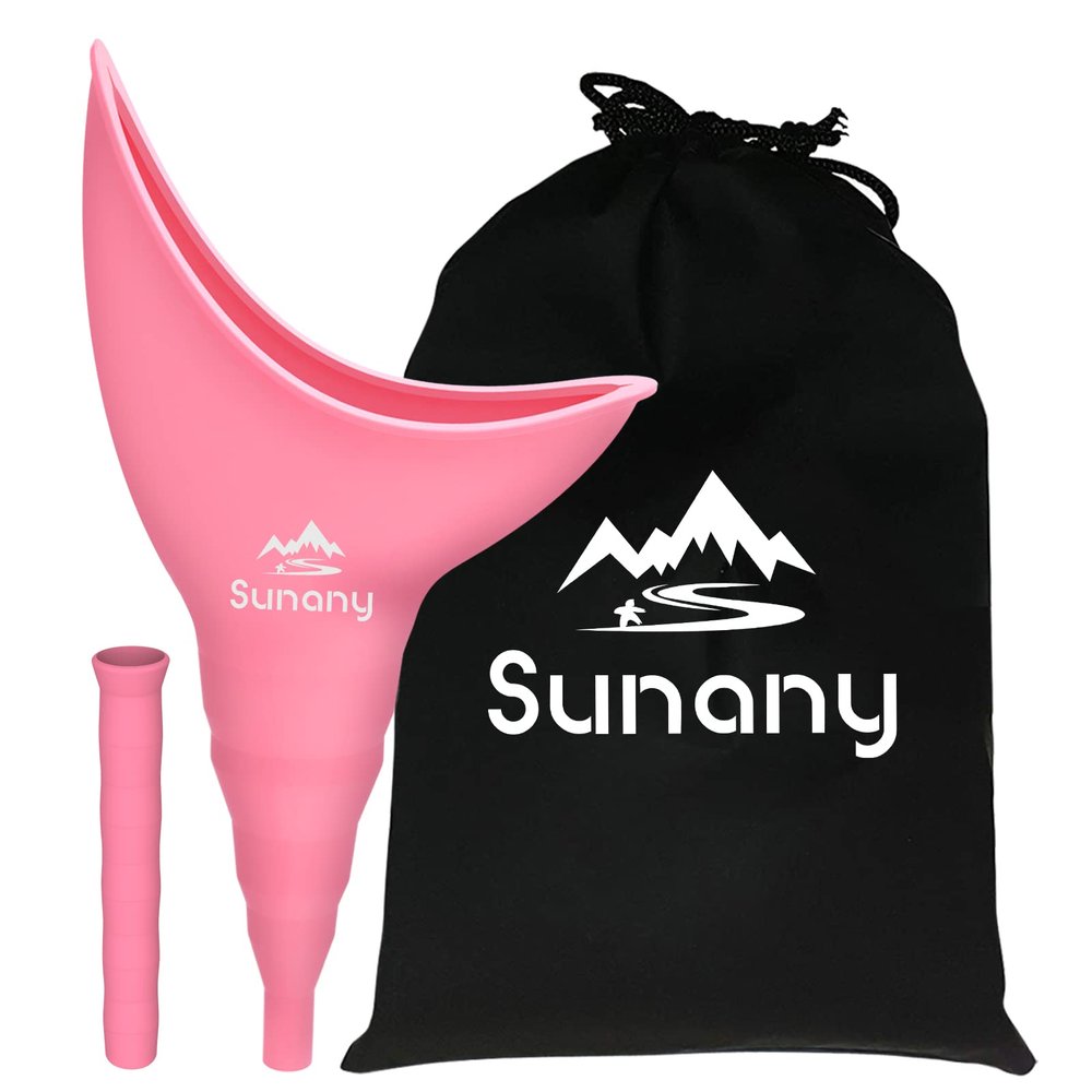 Sunany Female Urinal, Reusable Silicone Foolproof Women Pee Funnel Allows Women to Pee Standing Up,Women's Urinal is The Perfect Companion for Indoor Use (Pink)