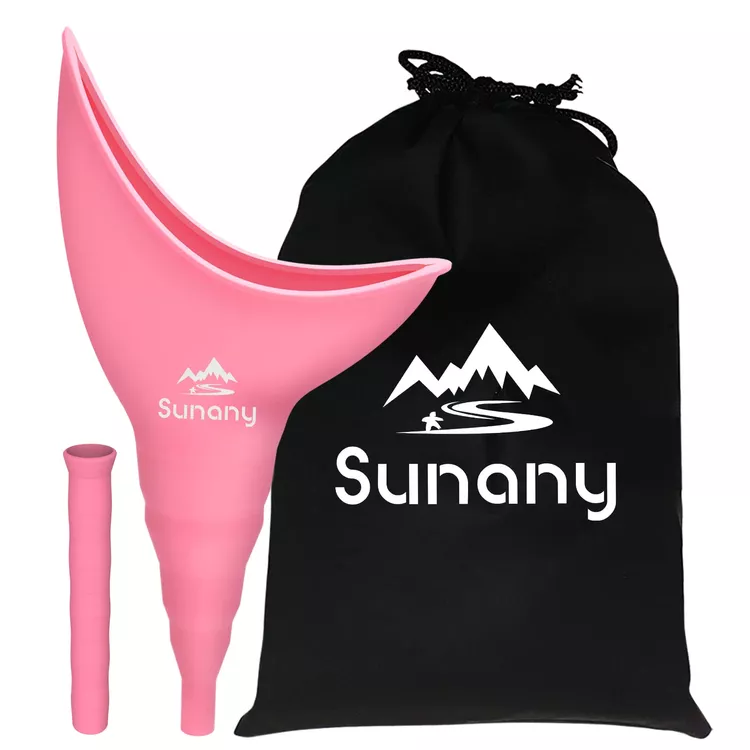 Sunany Female Urinal, Reusable Silicone Foolproof Women Pee Funnel Allows Women to Pee Standing Up,Women's Urinal is The Perfect Companion for Indoor Use (Pink)