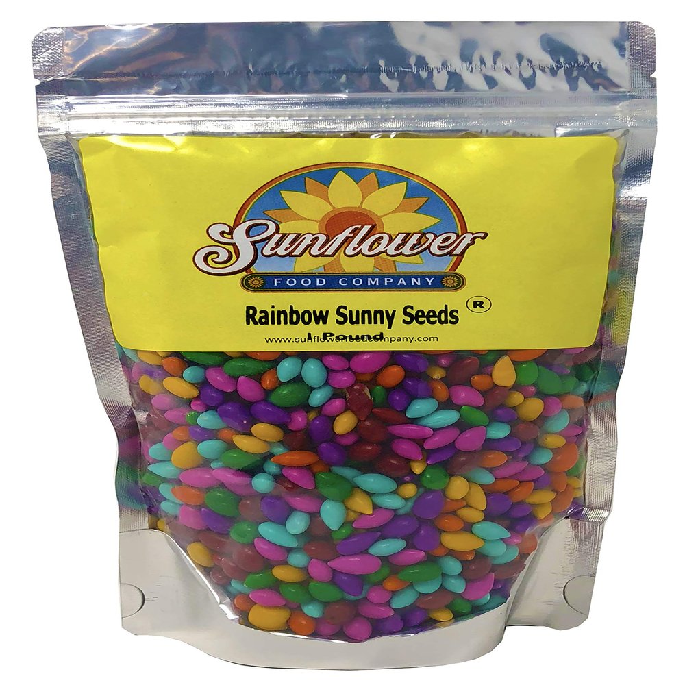 Chocolate Covered Sunflower Seeds - Multicolored Candy Coated Treats - Rainbow Sunny Seeds - Sweet and Crunchy Topping - 1 LB Resealable Bag