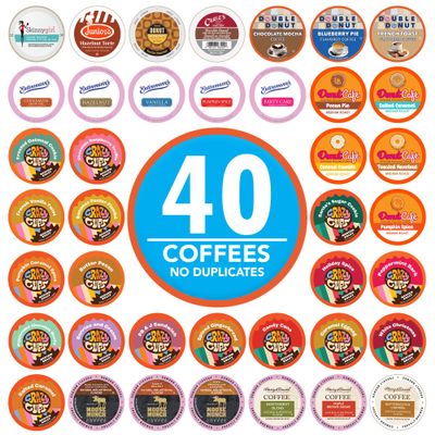 Crazy Cups Flavored Coffee Pods Variety Pack, Fully Compatible With All Keurig Flavored K Cups Brewers, Coffee Sampler, 40 Count