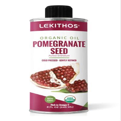 Lekithos Organic Pomegranate Seed Oil, 100% Certified Organic, Cold Pressed, Rich in Omega 5, 8oz, Single Ingredient Nutrition, Non-GMO