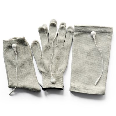 Pair of Conductive Fiber TENS/EMS Electrode Gloves & Massage Kneepads & Massage Socks With 6pcs Adapter Lead Wires For TENS/EMS Machine For Physical Therapy
