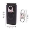AMANCY Classic Black Leather 3 Fingers Cigar Case with Cedar Wood Lining, Jacket Pocket Suitable Travel Cigar Humidor Holder Silver Stainless Steel Cutter Contained view 3