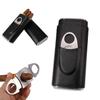 AMANCY Classic Black Leather 3 Fingers Cigar Case with Cedar Wood Lining, Jacket Pocket Suitable Travel Cigar Humidor Holder Silver Stainless Steel Cutter Contained view 4