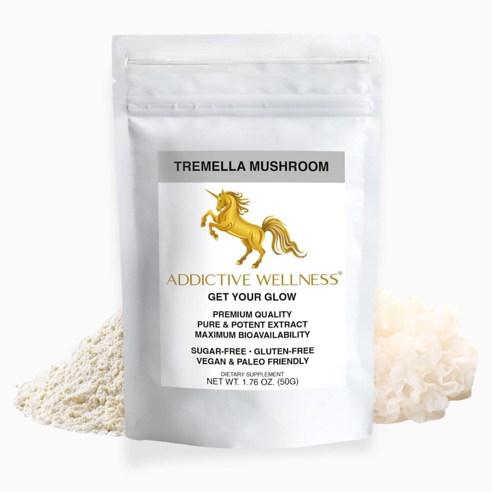Addictive Wellness Tremella Mushroom Extract Powder Wood Grown Pure & Potent (50 Grams)