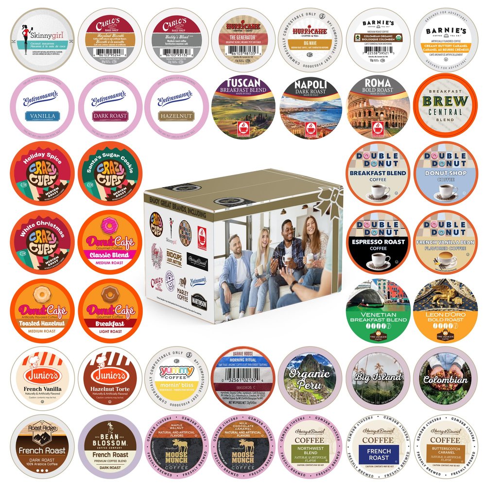 Coffee Pods Variety Pack Sampler, Coffee Lovers Single-Serve Capsules & Pods For Keurig K Cup Machines, Assorted Variety Pack, 40 Count
