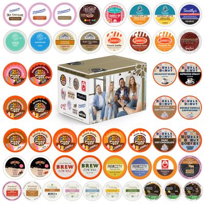 Crazy Cups Custom Variety Pack Coffee, Tea, and Hot Chocolate Holiday Winter Sampler - Single Serve Pods for Keurig K-Cup Machines, 50 Assorted Flavors Party Mix(Pack of 1)