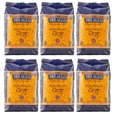 DeLallo Gluten Free Orzo Pasta, 12 oz Bag, (6 Pack), Made with Corn and Rice Flour, Handcrafted in Italy, Non-GMO, All Natural, Kosher