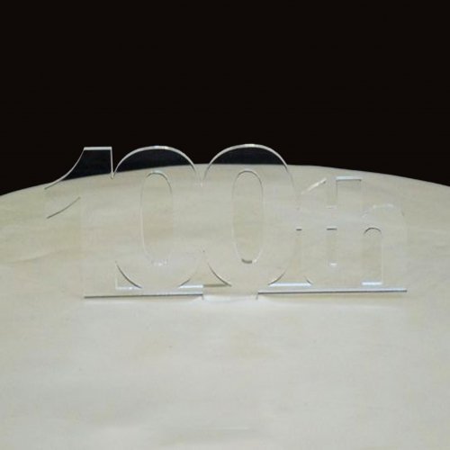 100th Cake Topper Clear Acrylic cm number height/4cm spike