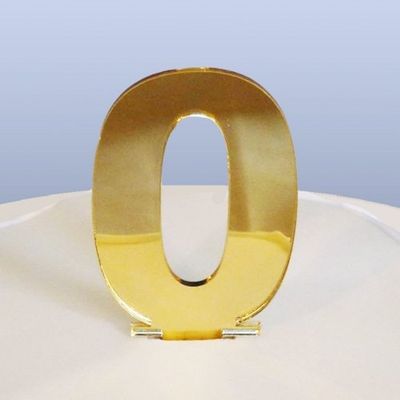 Number 0 Cake Topper Gold Acrylic Mirror (6cm number height/4cm spike)