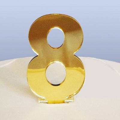 Number 8 Cake Topper Gold Acrylic Mirror (6cm number height/4cm spike)