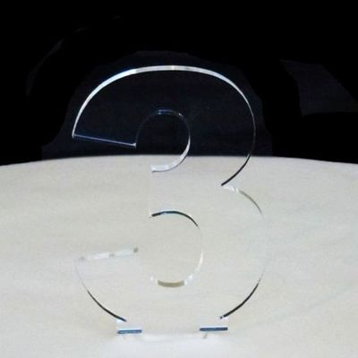 Number 3 Cake Topper Clear Acrylic Mirror (6cm number height/4cm spike)