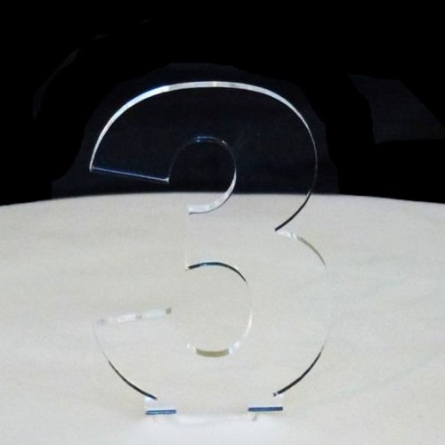 Number 3 Cake Topper Clear Acrylic Mirror (6cm number height/4cm spike)