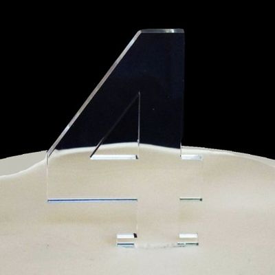 Number 4 Cake Topper Clear Acrylic Mirror (6cm number height/4cm spike)