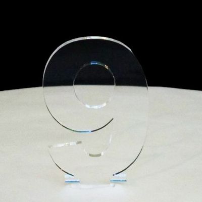 Number 9 Cake Topper Clear Acrylic Mirror (6cm number height/4cm spike)