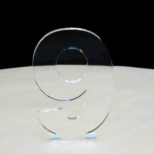 Number 9 Cake Topper Clear Acrylic Mirror (6cm number height/4cm spike)