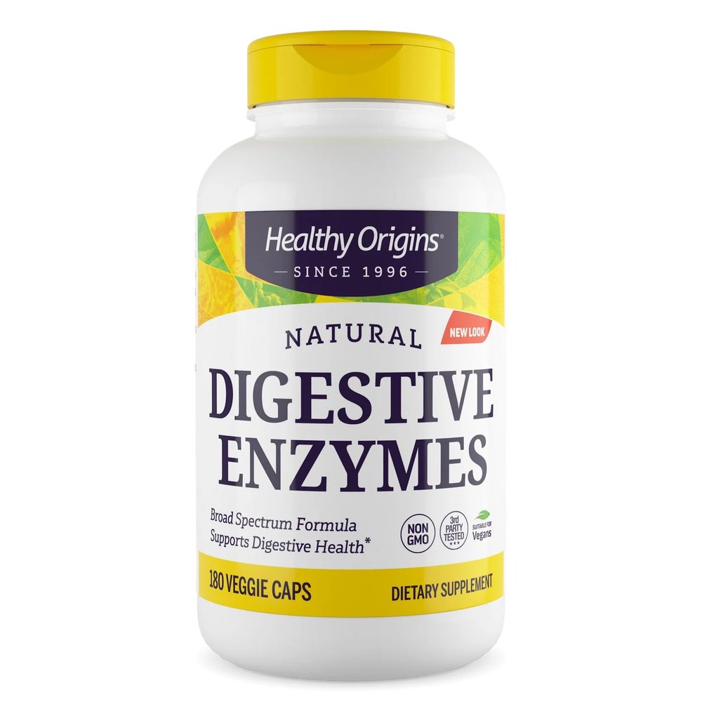 Healthy Origins Digestive Enzymes (Broad Spectrum, Non-GMO, Gluten Free, Digestive Support), 180 Veggie Caps