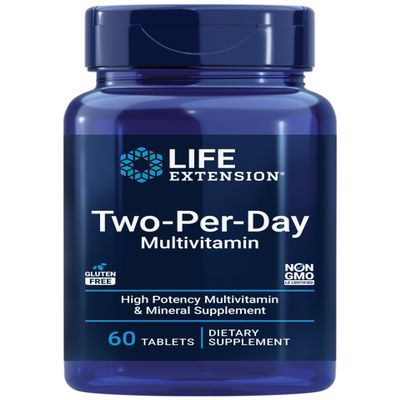 Life Extension Two-Per-Day Multivitamin  Daily Dose of Vitamins & Minerals for Men and Women - Complete Essential Vitamin Supplement for Energy, Health  Gluten-Free  Non-GMO  60 Tablets