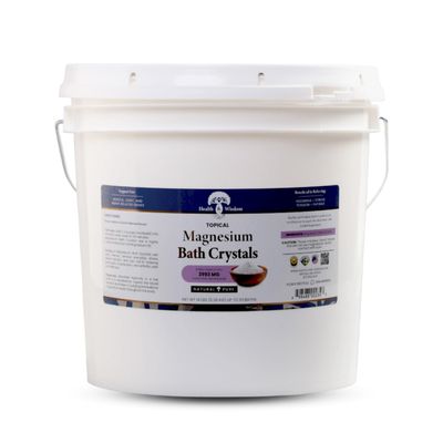 Health and Wisdom Magnesium Bath Crystals - Bath Salts with High Concentration & Enhanced Absorption for Muscle & Joint Relief - Dead Sea Sourced - Unscented - 14 lbs - Up to 113 Uses