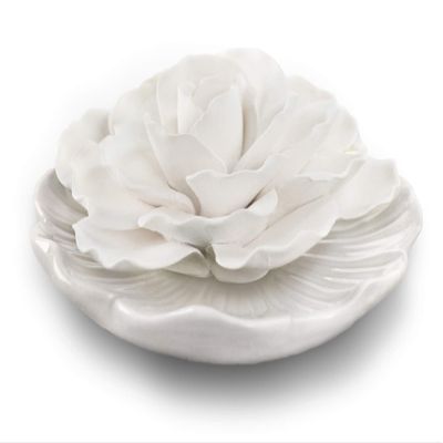 Penny & Rose Ceramic Flower Diffuser | Lawn Chair Lemonade Oil Scent | White Plate