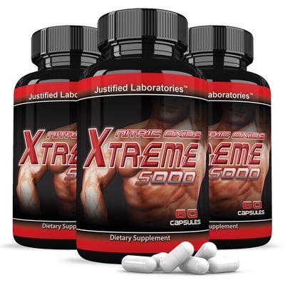 Justified Laboratories (3 Pack Nitric Oxide Xtreme 5000 Advanced Men's Heath Formula 60 Capsules